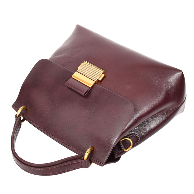Womens Real Leather Handbag Small Evening Outgoing Fashion Tote Bag A776 Brown-7