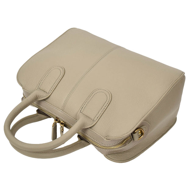 Womens Leather Handbag Large Tote with Shoulder Strap Casual Style Thea Grey