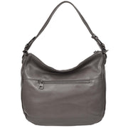 Womens Leather Hobo Handbag Soft Large Multi Straps Zipper Shoulder Bag A202 Grey-2
