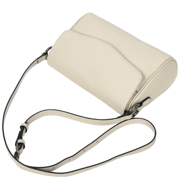 Women's Classic Leather Shoulder Bag Flap-over Design with Organiser Crossbody Messenger Edith Ivory
