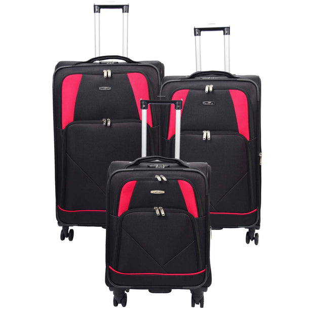 Expandable Four Wheel Soft Suitcase Luggage York Black 2