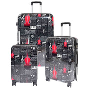 Dual 4 Wheel Luggage Hard Shell Music Print BELMORE 16