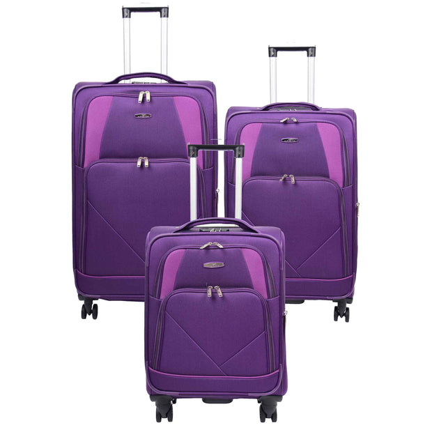 Expandable Four Wheel Soft Suitcase Luggage York Purple 2