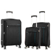 Lightweight 4 Wheel Luggage Expandable Soft Venus Black 1