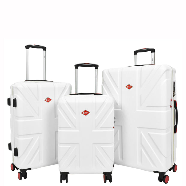 British Union Flag Pattern 8 Wheel Luggage Lightweight Hard Shell Suitcase AC311 White