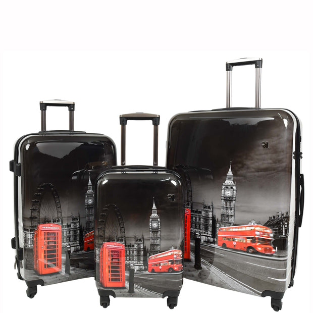 4 Wheel Luggage Hard PC Lightweight Suitcases Travel Bags London Landmarks Print