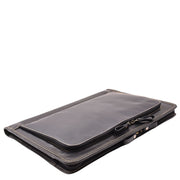 Black Leather Folio Bag A4 Document Underarm Portfolio Case - Stanford 1