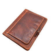 Brown Leather Folio Bag A4 Document Underarm Portfolio Case - Stanford 1
