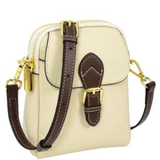 Leather Crossbody Bag, Women's Small Organiser Pouch, Multiple Pockets, Adjustable Shoulder Strap Miley Ivory