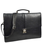 Real Leather For Mens Business Briefcase Large Multi-Compartment Laptop Bag A954 Black