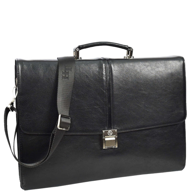 Real Leather For Mens Business Briefcase Large Multi-Compartment Laptop Bag A954 Black