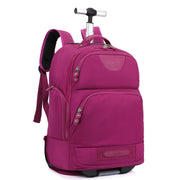 Rolling Backpack with Wheels, Laptop Travel Rucksack Multiple Compartments for Hiking, Camping, Business Casual Travel Cabin Size Bag Flack Purple