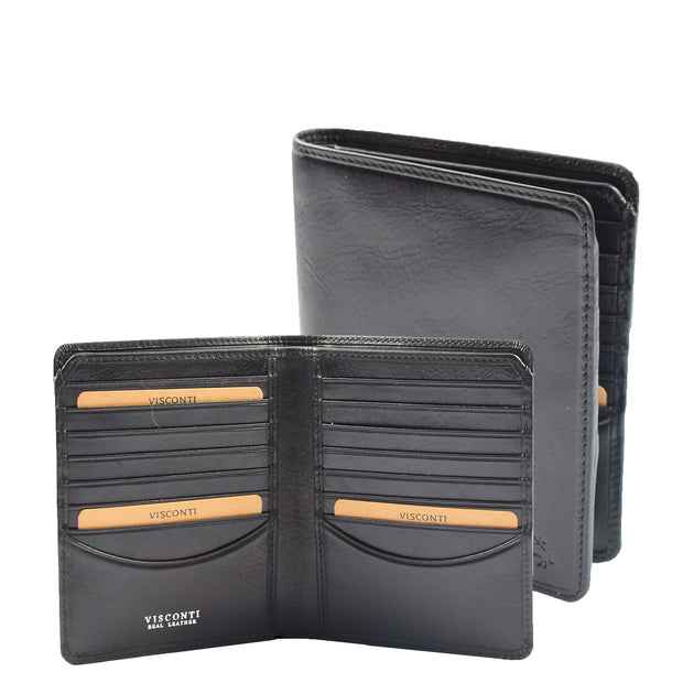 Mens Real Leather Breast Pocket Wallet Coat Purse RFID Safe With Gift Box Sorell Black