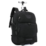 Rolling Backpack with Wheels, Laptop Travel Rucksack Multiple Compartments for Hiking, Camping, Business Casual Travel Cabin Size Bag Flack Black