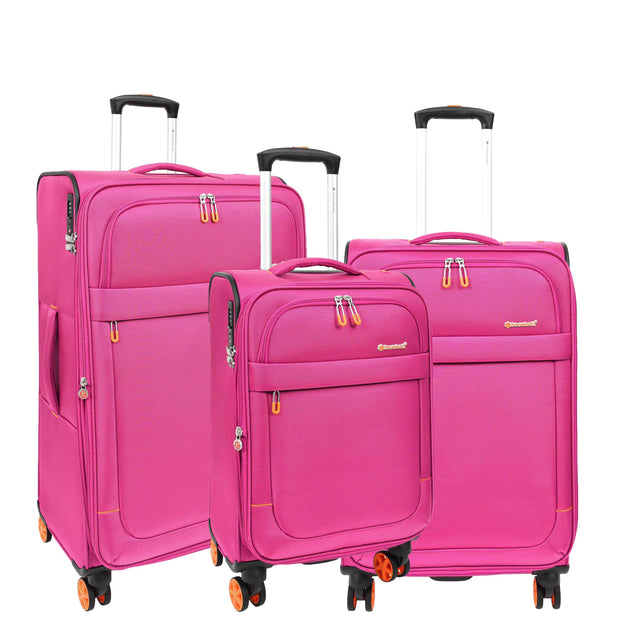 4 Wheel Soft Suitcases Lightweight Expandable Luggage TSA Lock Travel Bags Trivial Pink