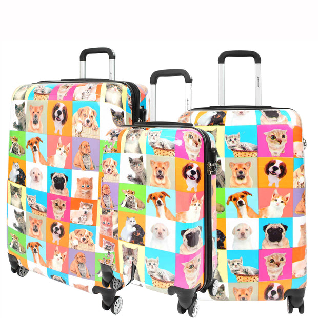 4 Wheel Luggage Hard PC Expandable Lightweight Suitcases Travel Bags Pet Animals Print