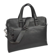 Real Leather Laptop Briefcase For Business Work Crossbody Style Bag A977 Black