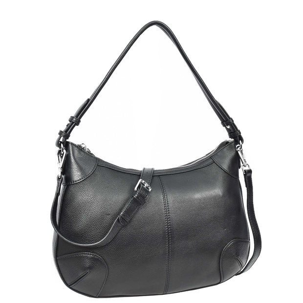 Womens Real Leather Shoulder Bag Classic Outgoing Fashion Cross Body Style Kerry Black