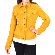 Womens Yellow  Suede Trucker Jacket American Western Style Marisa