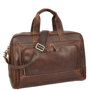 Real Leather Travel Holdall Mid Size Weekend Carry on Overnight Bag A008 Rust Brown
