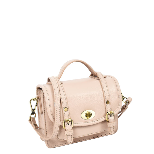 Leather Mini Crossbody Handbag For Womens, Top Handle Satchel Purse with Gold Hardware Trinket