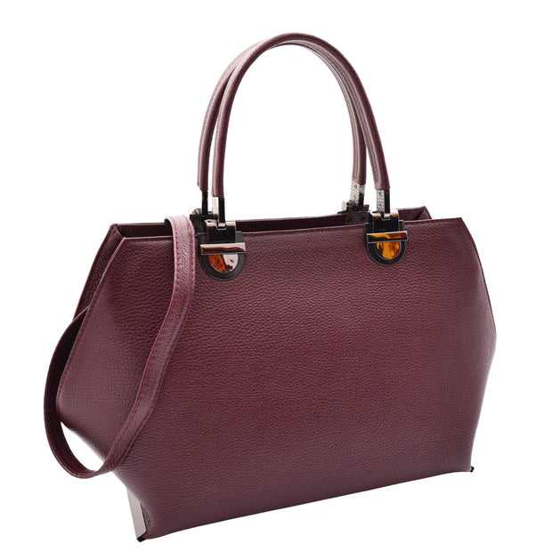 Womens Genuine Leather Handbag Large Size Casual Outgoing Fashion Bag A562 Burgundy