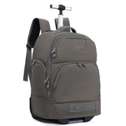 Rolling Backpack with Wheels, Laptop Travel Rucksack Multiple Compartments for Hiking, Camping, Business Casual Travel Cabin Size Bag Flack Grey