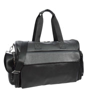 Genuine Leather Travel Holdall Weekend Duffle Bag Kitbag Black