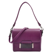 Womens Leather Messenger Bag Croc Trim Cross Body Fashion Handbag A2045 Purple