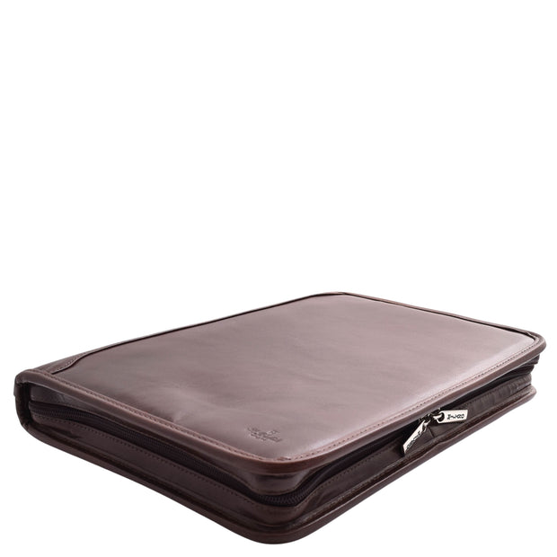 Real Leather Folio Underarm Bag Brown Ring Binder A4 Pad - Arturo