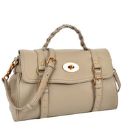 Womens Leather Handbag Top Handle Satchel with Braided Handle Casual Fashion Bag Swag Beige