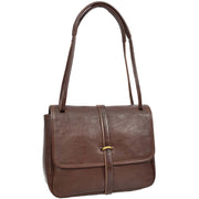 Ladies Leather Handbag 2-in-1 Shoulder Crossbody Bag Classic Organiser with Multiple Pockets Hilda Coffee
