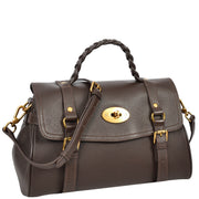 Womens Leather Handbag Top Handle Satchel with Braided Handle Casual Fashion Bag Swag Brown