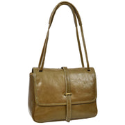 Ladies Leather Handbag 2-in-1 Shoulder Crossbody Bag Classic Organiser with Multiple Pockets Hilda Olive