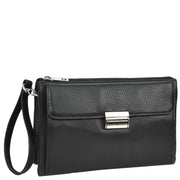 Genuine Leather Mens Wrist Clutch Bag Money Travel Organiser A302 Black