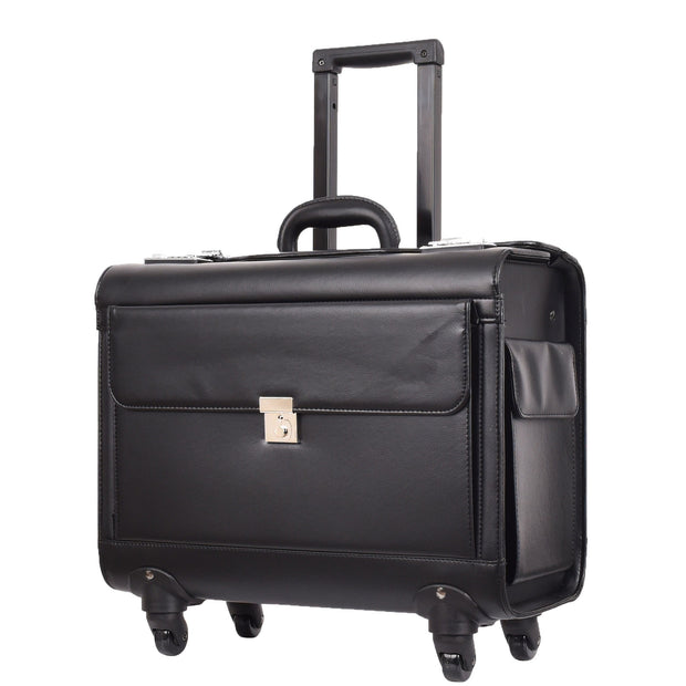 4 Wheel Pilot Case Leather Look Cabin Size Travel Bag Dakar 1