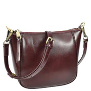 Womens Genuine Leather Cross Body Bag Small Zip Top Sling Handbag Liv Burgundy