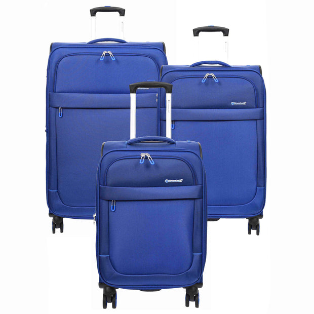 Dual 4 Wheel Soft Suitcases Lightweight Expandable Luggage TSA Lock Travel Bags Trivial Navy- fullset