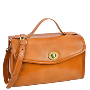 Womens Smooth Leather Crossbody Bag Casual Outgoing Top Handle Handbag A029 Tan-1