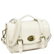 Woman's Leather Crossbody Satchel Handbag, Top Handle Purse with Gold Hardware Fallon