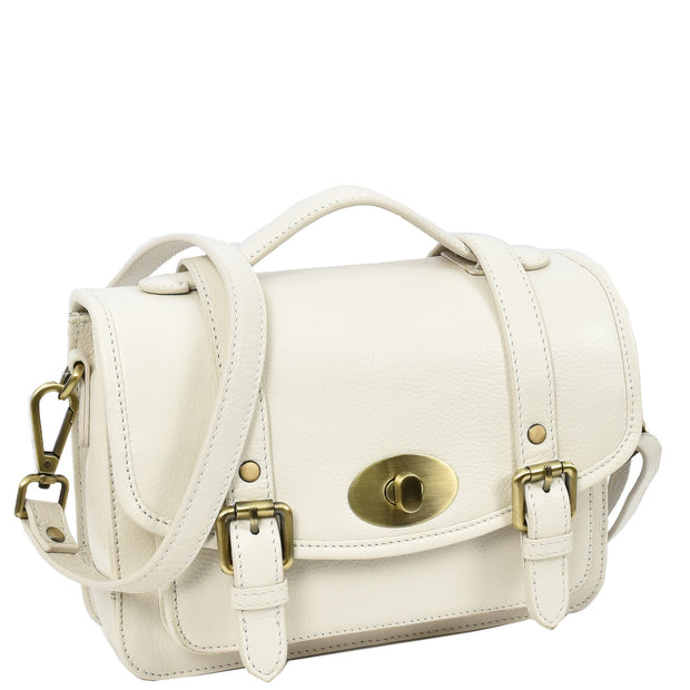 Woman's Leather Crossbody Satchel Handbag, Top Handle Purse with Gold Hardware Fallon