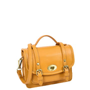 Leather Mini Crossbody Handbag For Womens, Top Handle Satchel Purse with Gold Hardware Trinket