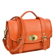 Woman's Leather Crossbody Satchel Handbag, Top Handle Purse with Gold Hardware Fallon
