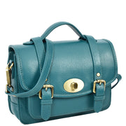 Woman's Leather Crossbody Satchel Handbag, Top Handle Purse with Gold Hardware Fallon