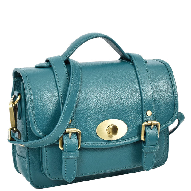 Woman's Leather Crossbody Satchel Handbag, Top Handle Purse with Gold Hardware Fallon