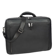 Genuine Leather Briefcase Style Large Multi-Pocket Business Travel Work Office Bag A512 Black