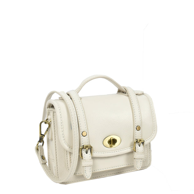 Leather Mini Crossbody Handbag For Womens, Top Handle Satchel Purse with Gold Hardware Trinket