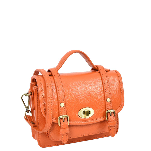 Leather Mini Crossbody Handbag For Womens, Top Handle Satchel Purse with Gold Hardware Trinket