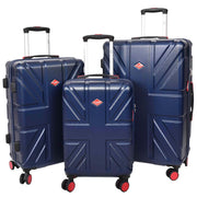 British Union Jack Hardside Spinner Suitcase 8 Wheels Hard Shell Travel Bag Navy- full set