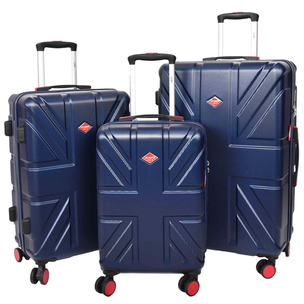 British Union Jack Hardside Spinner Suitcase 8 Wheels Hard Shell Travel Bag Navy- full set